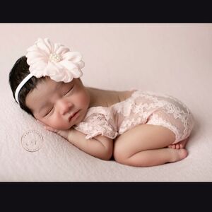 Adorable Pink Lace Baby Romper